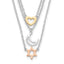 Sterling Silver RH-pltd Gold and Rose-tone Sun Moon Star Necklace