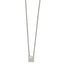 Stainless Steel Polished Pendant Square Stud 16in w/2 in ext Necklace