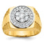 10k Two-tone Men's Polished Satin and Textured 1 Carat A Quality Diamond Ring