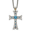 Shey Couture Sterling Silver with 14K Accent 18 Inch Antiqued Round London Blue Topaz Cross Necklace