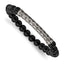 Stainless Steel Antiqued White Bronze-plated 8.5mm Black Agate 8.5mm Stretch Bracelet