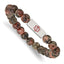 Stainless Steel Polished with Red Enamel Medical ID 8.5mm Poppy Jasper Beaded Stretch Bracelet