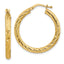 10k 3x20 Diamond-cut Round Hoop Earrings