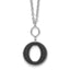 Sterling Silver Rhodium-Rhodium-Plated 18in With 2 Inch Extention Black Enamel Circle Necklace