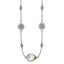 Stainless Steel Polished w/Black Mother of Pearl & CZ w/3in ext Necklace