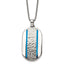 Chisel Stainless Steel Brushed and Polished Blue IP-plated with CZ Rounded Dog Tag on a 24 inch Box Chain Necklace