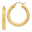 14k Diamond-cut 4mm Round Hoop Earrings