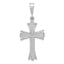 14K White Gold Cross Pendant with Rhodium Plating Elegant Textured Design