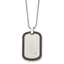 Chisel Stainless Steel Brushed with Black Carbon Fiber Inlay Edges and .01carat Diamond Dog Tag on a 24 inch Ball Chain Necklace