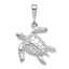 14K White Gold Sea Turtle Pendant with Polished Texture Men's Elegance
