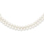 Sterling Silver Rhodium-plated 7.5-8.5mm White Semi-Round Freshwater Cultured Pearl 2-Strand 17 inch Necklace
