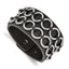 Stainless Steel Polished Textured Black Leather Bracelet for Men