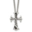 Chisel Stainless Steel Antiqued Polished and Textured Scroll Cross Pendant on a Curb Chain Necklace