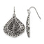 Stainless Steel Polished & Antiqued Textured Drop Dangle Earrings for Women