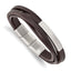 Stainless Steel Brushed Multi Strand Brown PU Leather ID Bracelet with . Extension
