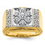 14k Two Tone 1 3/4 carat Lab Grown Diamond VS/SI+ G+ Complete Men's Polished and Satin Cluster Ring