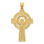 14K Gold Celtic Claddagh Cross Pendant with Polished Solid Design