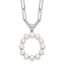 Sterling Silver Rhodium-Rhodium-Plated 3-5.5mm White Button Freshwater Cultured Pearl LETTER O 18 inch Necklace