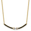 Sterling Silver Gold-tone Polished Black Enameled and CZ Curved Bar 16 Inch with 2 Inch Extension Necklace