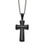 Black IP Pillow Cross Pendant Necklace in Stainless Steel