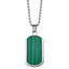 Chisel Stainless Steel Polished with Malachite Inlay Dog Tag on a 22 inch Ball Chain Necklace