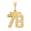 14K Gold Medium Diamond-Cut Number 78 Charm Polished, Themed Design