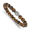 Stainless Steel Antiqued and Polished Buddha 8mm Tiger's Eye Beaded Stretch Bracelet for Men