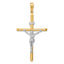 14K Two-Tone Gold Polished Jesus Crucifix Pendant Elegant, Hollow Design