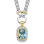 Sterling Silver Flash Gold-plated Clear and Blue CZ 16 inch Necklace