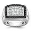 14k White Gold Men's Polished and Textured Cluster Ring Mounting, Mounting Only