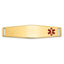 14K Gold Medical ID Bracelet with Red Enamel Engravable Plate