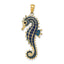 14K 3D Enameled Seahorse Pendant