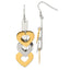Stainless Steel Gold-Tone Polished Heart Drop Dangle Earrings for Women