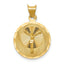 14K Gold Polished Corpus Circle Pendant with Elegant Die Struck Design