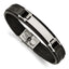 Stainless Steel Polished Black Leather ID Bracelet for Men
