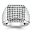 14k White Gold Mens Polished and Satin 1.5 Carat AA Quality Diamond Cluster Ring