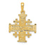 14K Gold Jerusalem Cross Pendant with Polished Reversible Design