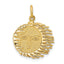 14K Gold Flaming Sun Charm with Polished Textured Design