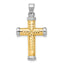 14K Two-Tone Gold Reversible Cross Pendant with Polished Rhodium Finish