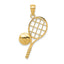 14K Gold Diamond-Cut Tennis Racquet Charm for Men Solid, Polished & Elegant Sports Pendant