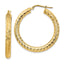 14k 4x25mm Diamond-cut Round Hoop Earrings
