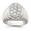 Sterling Silver Rhodium-plated Men's CZ Cluster Ring