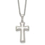 Chisel Stainless Steel Polished Medium Pillow Cross Pendant on an 18 inch Cable Chain Necklace