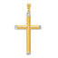 14K Gold and Rhodium 3D Hollow Diamond-Cut Cross Pendant Elegant Design