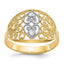 10K WithRhodium Filigree Heart Ring