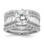 Sterling Silver Polished Rhodium-Plated Cubic Zirconi Trio 3 Ring Set