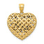 14K Two-Tone Gold Reversible Filigree Heart Pendant with Polished Diamond-Cut Design