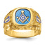 10k Men's Polished and Nugget Textured with Blue Enamel and Lab Created Sapphire Blue Lodge Master M