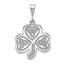 14K White Gold Trinity Clover Pendant with Polished Rhodium Finish