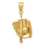 14K Gold 3D Glove, Bat, and Baseball Pendant for Men Polished Finish